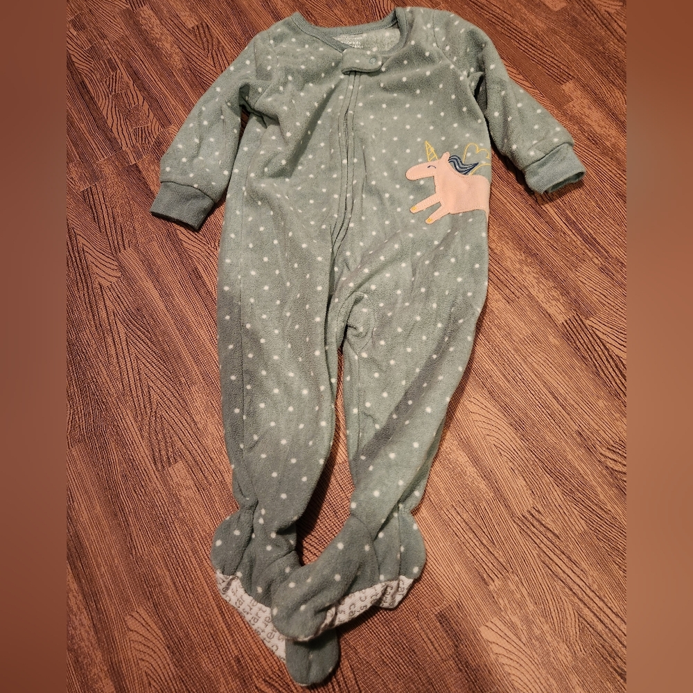 Carter's Mint Unicorn Fleece Footie Pajamas
